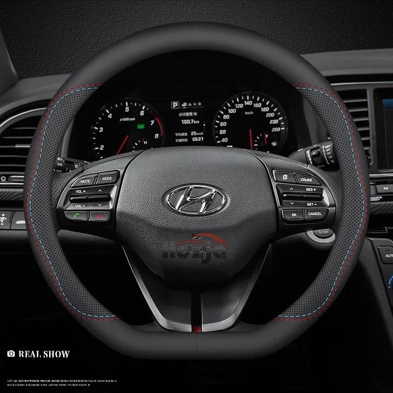 Car Leather Steering Wheel Cover for Hyundai Creta Grand Creta N Line E 2022 20232 024 2025 Non-slip Car-styling Car Accessories