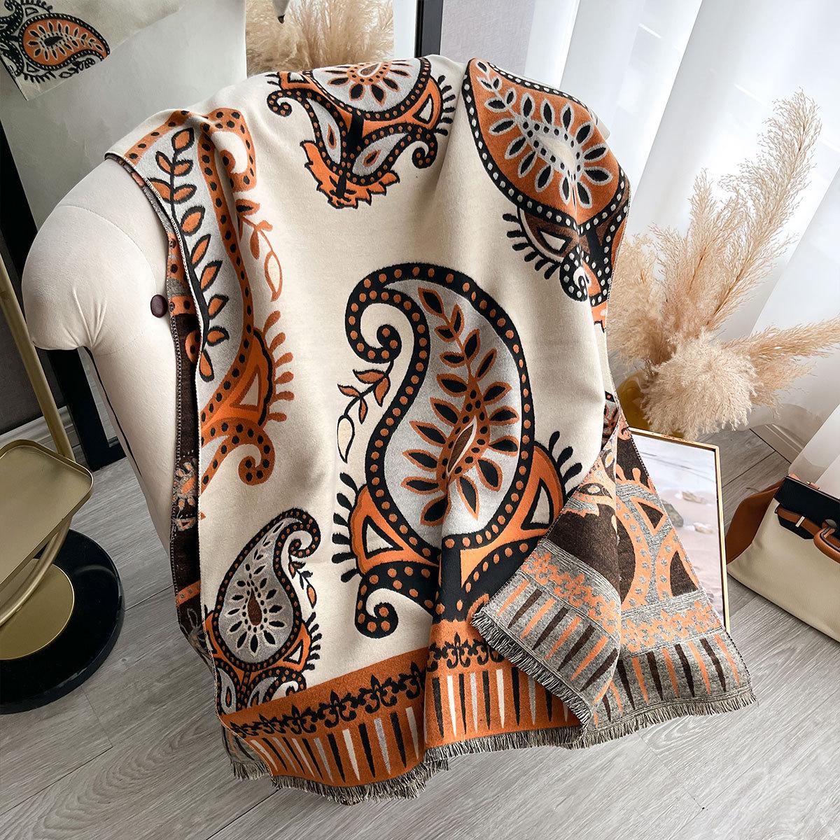 

Ретро шарф кешью темперамент универсальная шаль модный жаккардовый платок накидка от холода женский двусторонний 185x65cm оранжевый