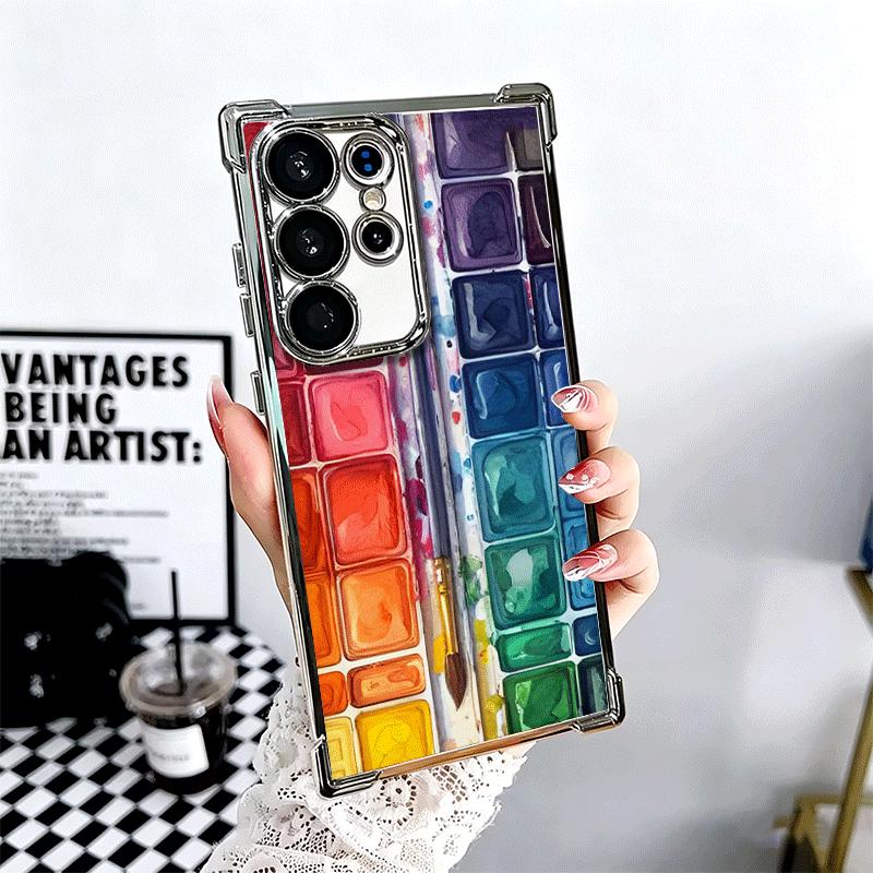 Watercolors Set Paint Palette Soft Phone Case For Samsung Galaxy S26 Ultra S25 Edge S24 FE S23 Plus S22 S21 + S20 Plating Anti-F