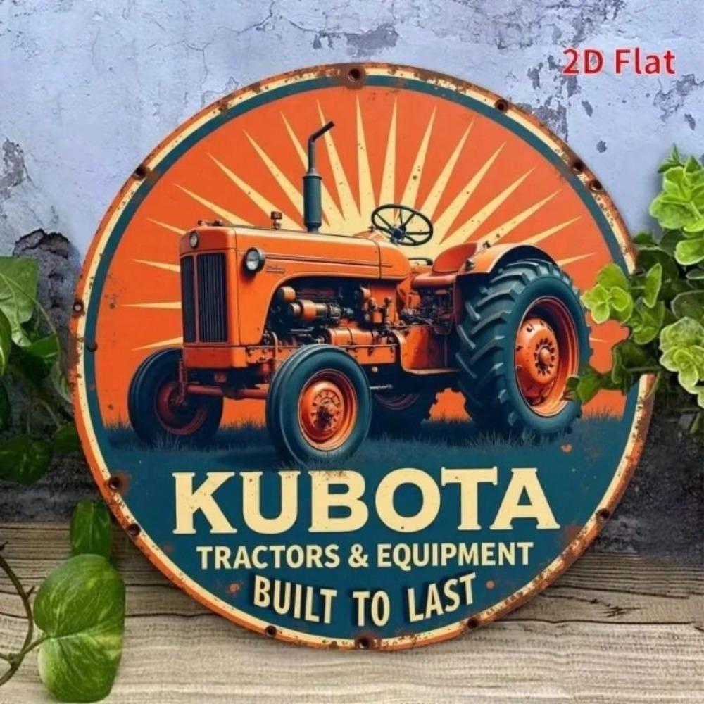 Vintage Kubota Tractor Metal Poster Wall Art Decor for Living Room
