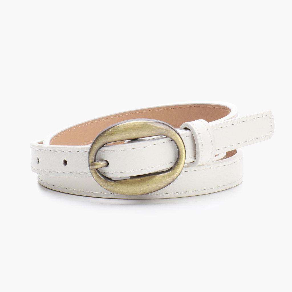 Retro Narrow Pu Leather Belt For Women Slim Waist Accessory With Alloy Buckle For Chic Outfits