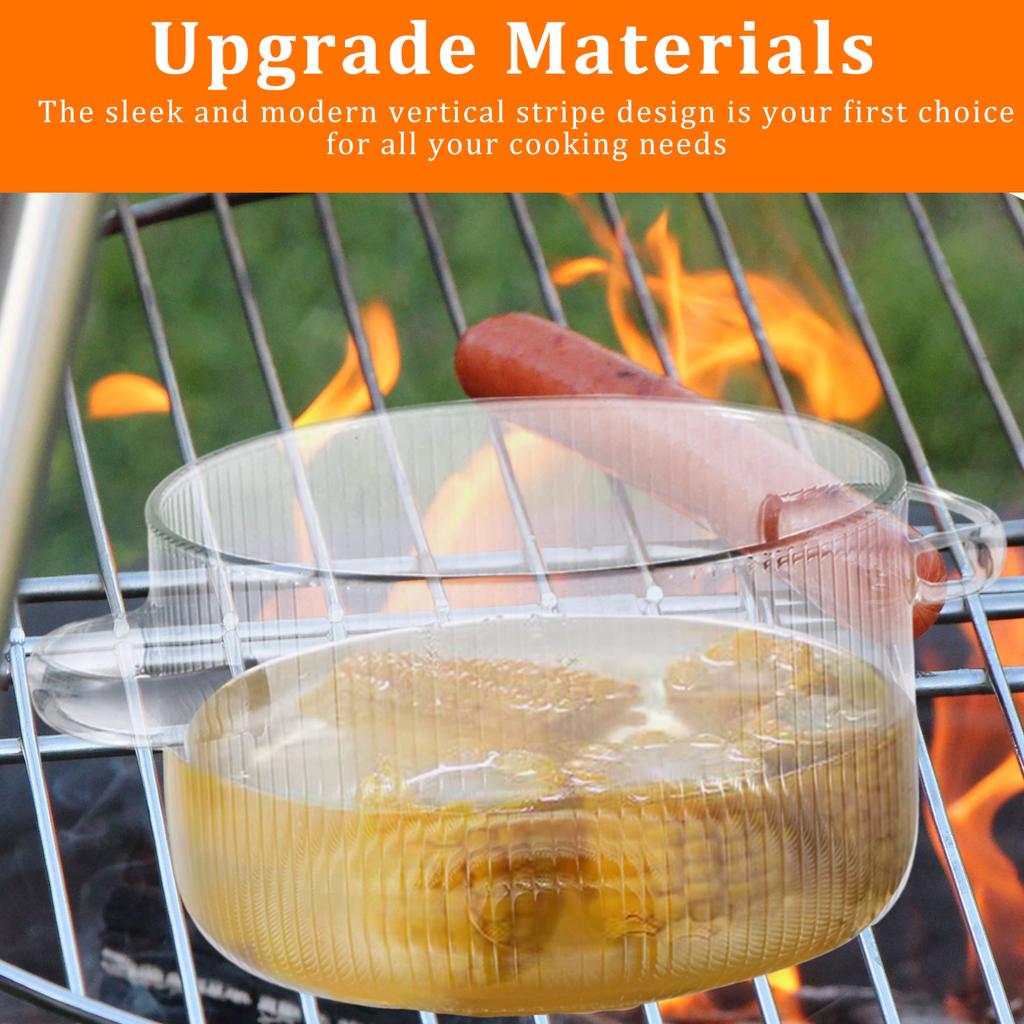 Glass Saucepan Clear Cooking Pot with Lid 1.6L Heat Resistant Glass Soup Pot Dual Handles Glass Saucepan Kitchen Cooking Tools