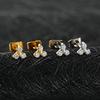 1 Pair Right Grand ASTM F136 Titanium 20G Trinity CZ Stud Earrings Simple Hypoallergenic Triple Flower Cartilage Earring Set