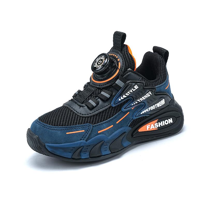 Foreign trade children's sports shoes spring and autumn new mesh breathable boys lightweight running shoes rotating buckle primary school sneakers