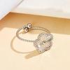 Versatile Sweet Flower Plum Blossom Open Ring for Women, 18K Gold Vacuum Plated Stainless Steel Jewelry