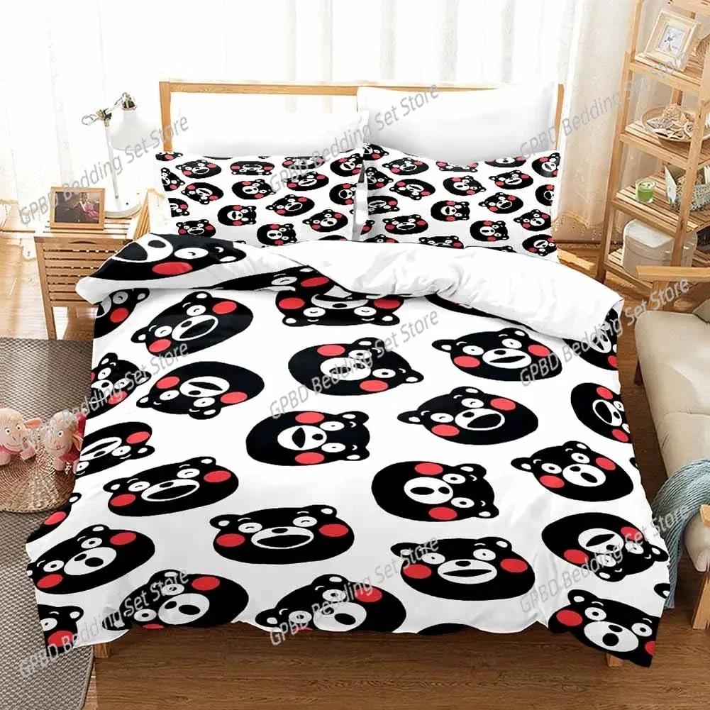 

Kawaii Cartoon Comics Kumamon Bedding Set 3D Printed Suitable For Bedroom Duvet Cover Set With Pillowcases Kids Home Textile EU Single(135*200cm)3pcs