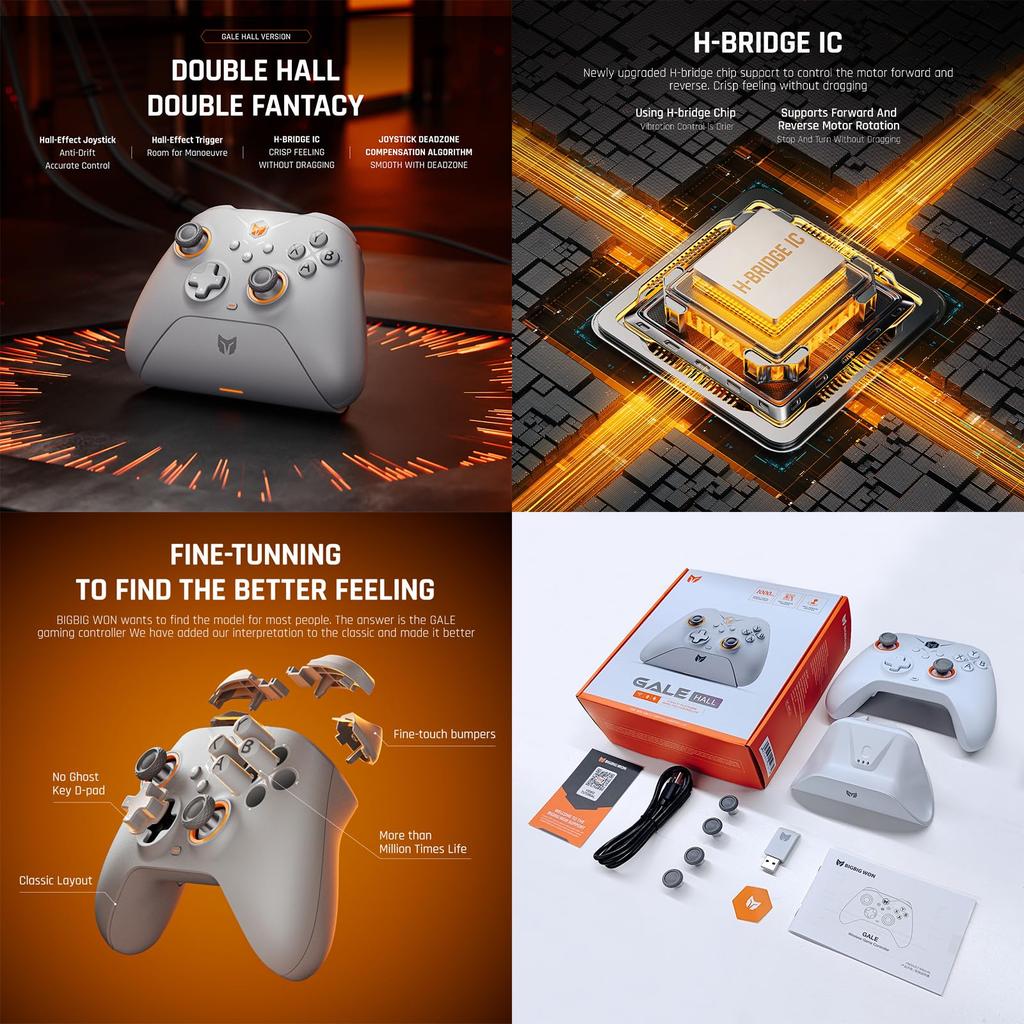 BIGBIG WON Gale Hall PC Motion Hall Joystick 3 Pairs of PC App for Wireless Controller Controller, Control, & Trigger, Thumbsticks, Gamepad,