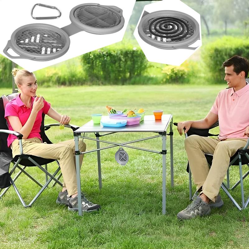 Outdoor portable mosquito coil holder camping can hang silicone mosquito coil fixed tray holder Fly Repeller for Camping Fishing