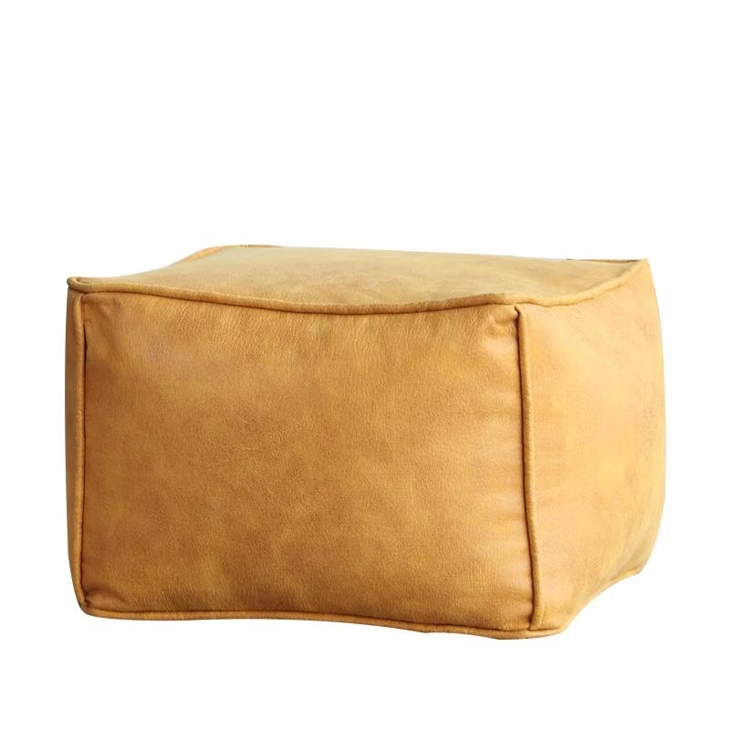 Square Ottoman Footstool Cover Faux Suede Leather Lazy Sofa Pouf Envelope Long Bench Floor Seat Stool Cover(No fill)