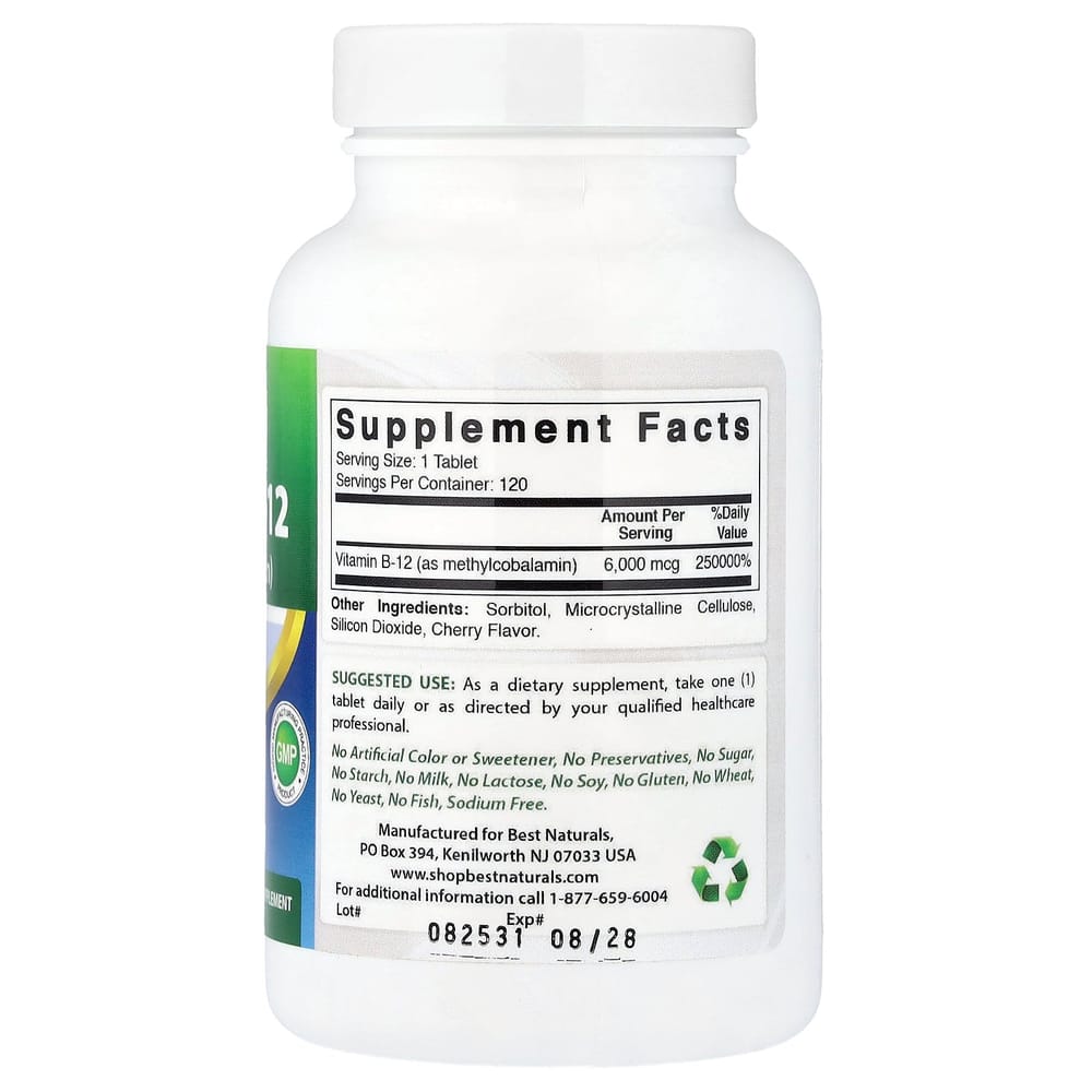 iHerb Vitamin B-12 (Methylcobalamin) 6000mcg 120 Tablets