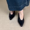 New Black High Heel Dress Shoes for Woman Spring Pointed End Shallow Vintage Office Work Shoes Pumps Zapatos