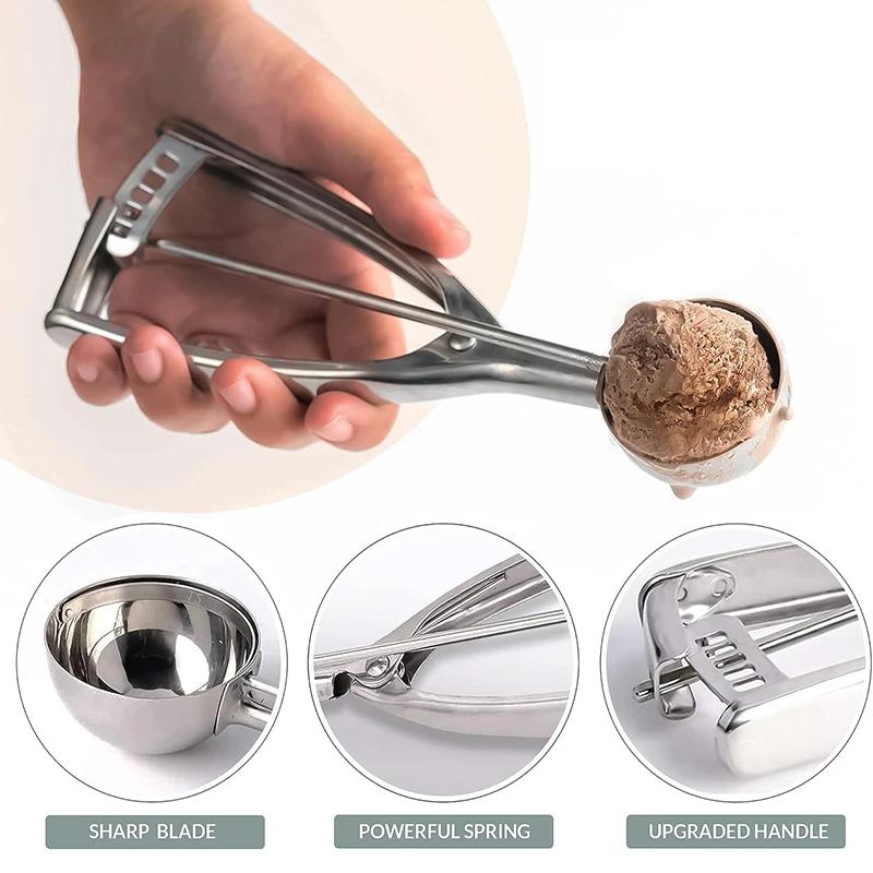Ice Cream Scoop - Rust-resistance Watermelon Ball Scoop, Durable with Spring-Loaded Handle, Kitchen Dessert Scoop Tool