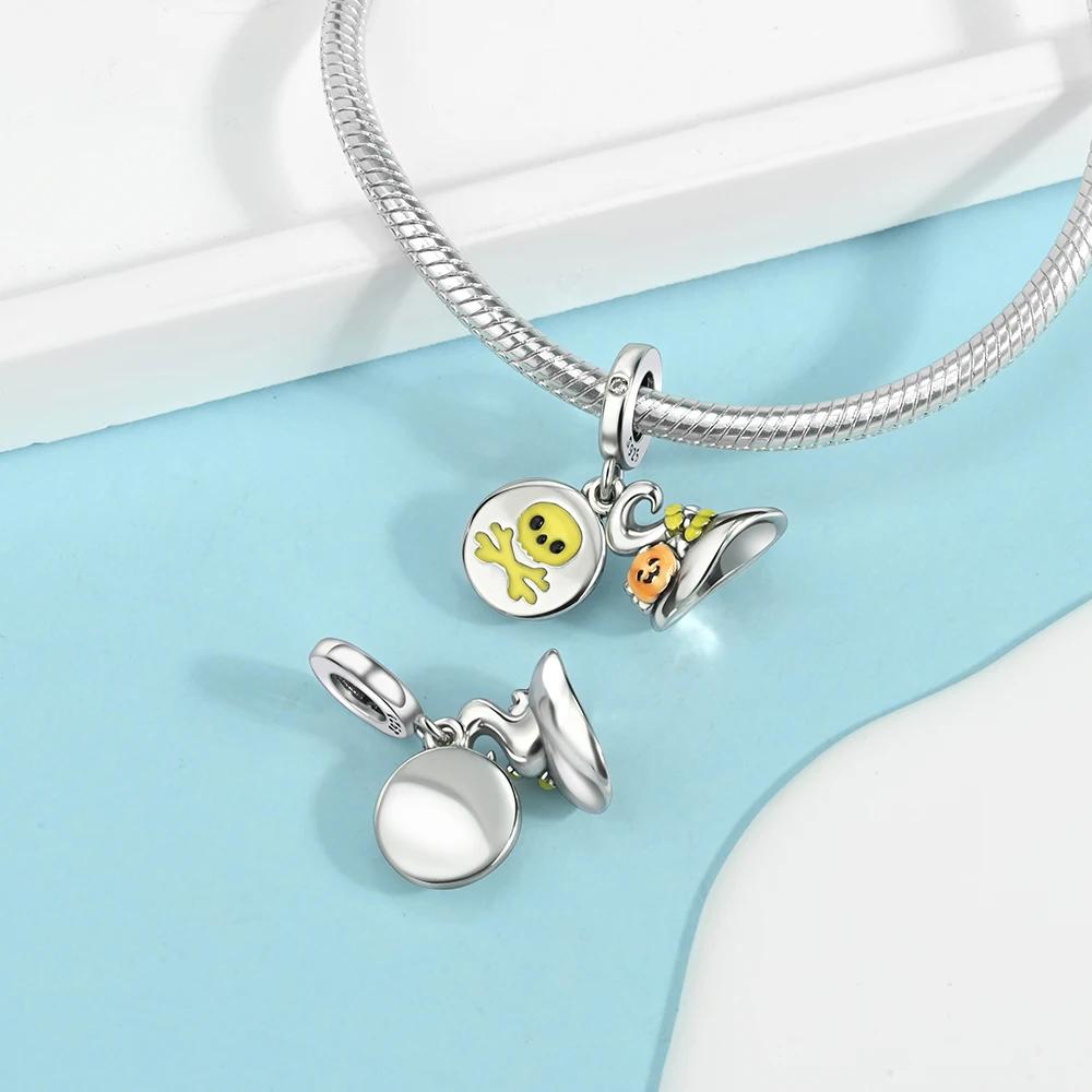 Copper Halloween Purple Luminous Charm Pendant Beads Fit Original Bracelet For Women Valentine Day Jewelry Gifts