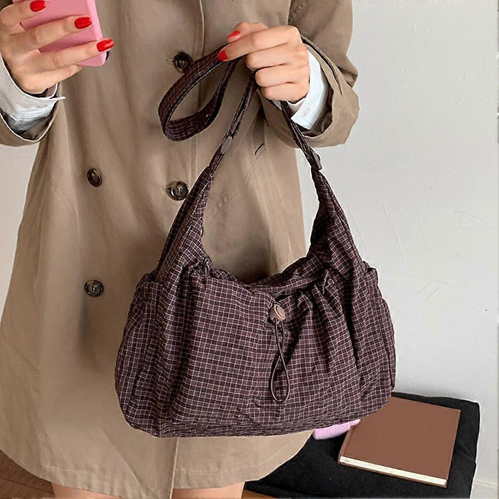 Korean Style Plaid Casual Shoulder Bag Lightweight Versatile Daily Crossbody Bag