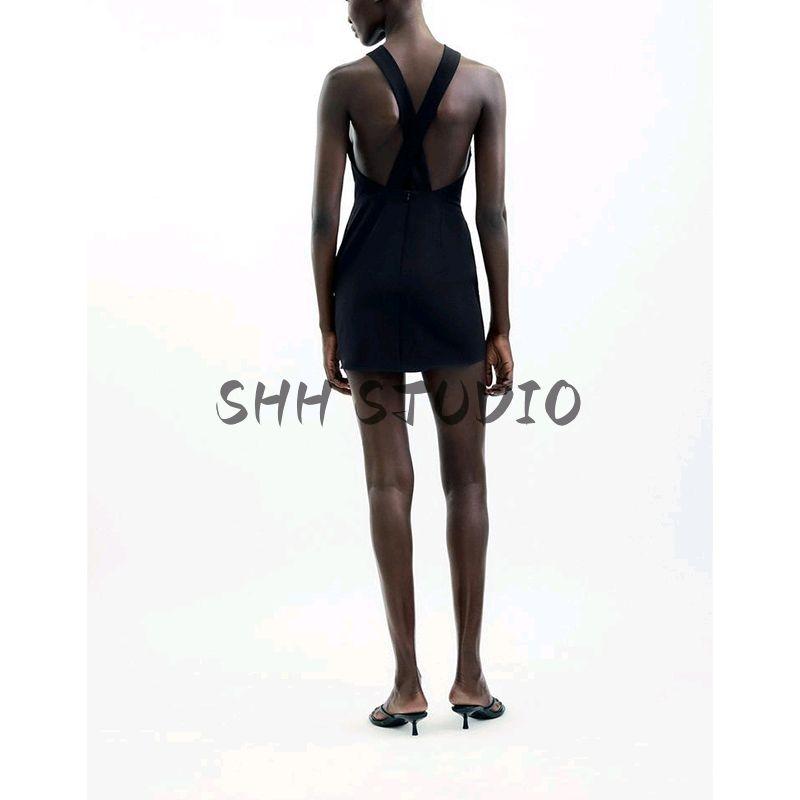 Summer New Product Women's Clothes Sexy Style Round Neck Gold Inlaid Minimalist Sleeveless Mini Dress 2298097