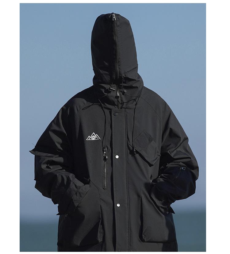Men's Plus Size Waterproof Multi-Pocket Ski Jacket with Cotton Padding for Winter Warmth 
