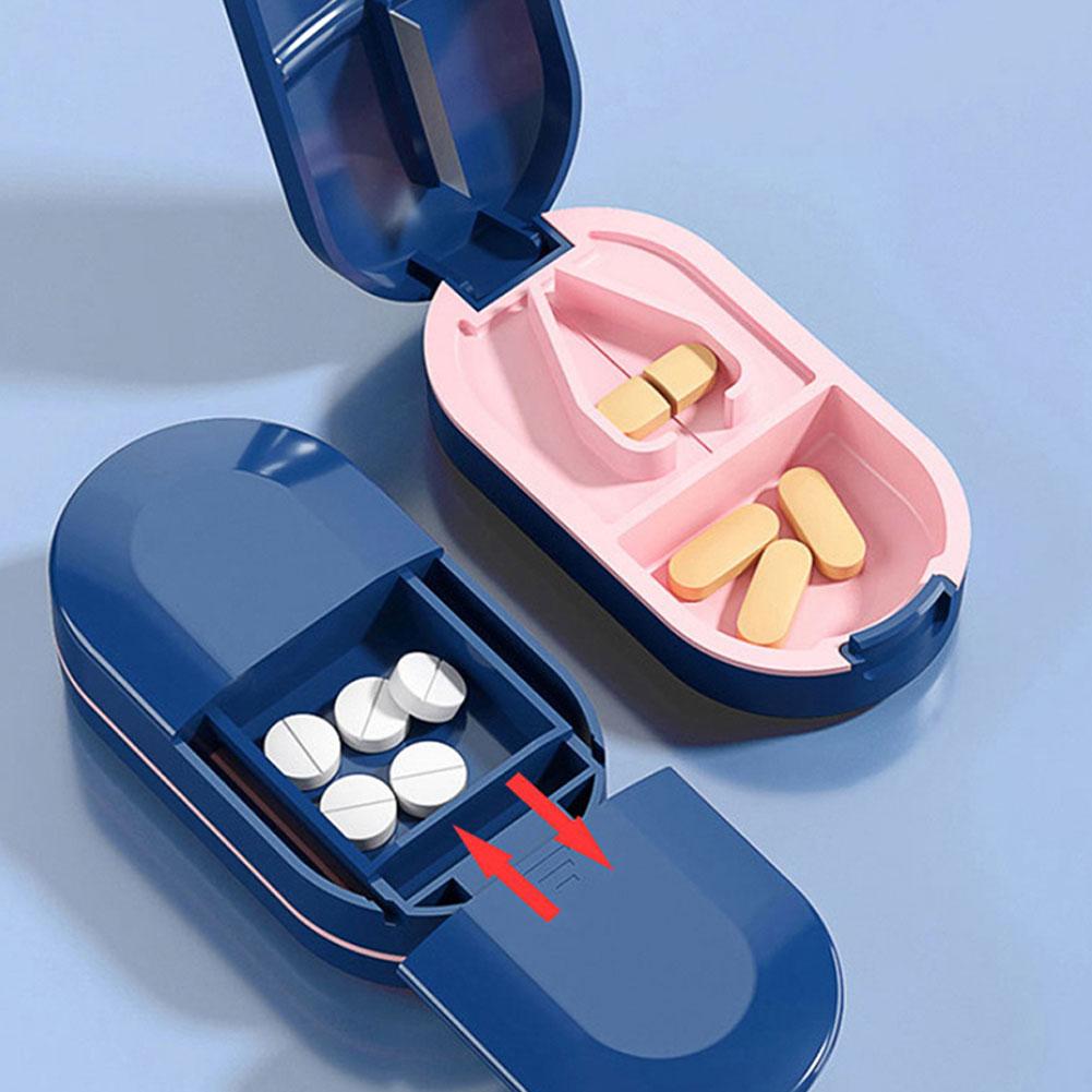 Portable Multiple Pill Cutter with Storage Box Pill Crusher Adjustable Pill Splitter Stainless Steel Cutting Blade