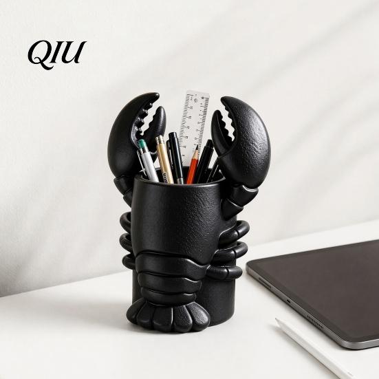Eye-catching Desk Decor Lobster Pen Holder, Halloween Funny Sea Animal Pencil Stand, Creative Multifunctional Cup Organizer for Brushes Makeup Tools,