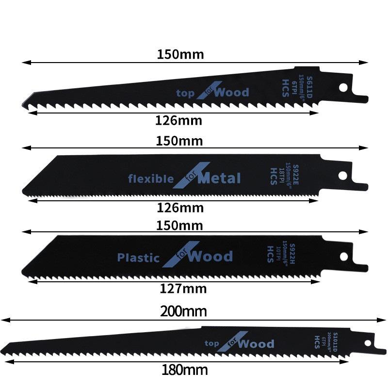 4PC Sabre Saw Blades Set for Woodworking & Iron Cutting