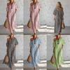 TK 2026 Europese Mode: Dames gestreepte one-shoulder lange jurk met korte mouwen