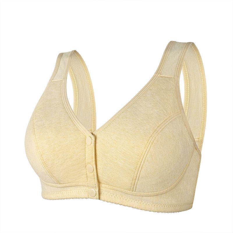 New smooth front buckle women's underwear thin mother soft cotton women's vest type steel rimless large size bra