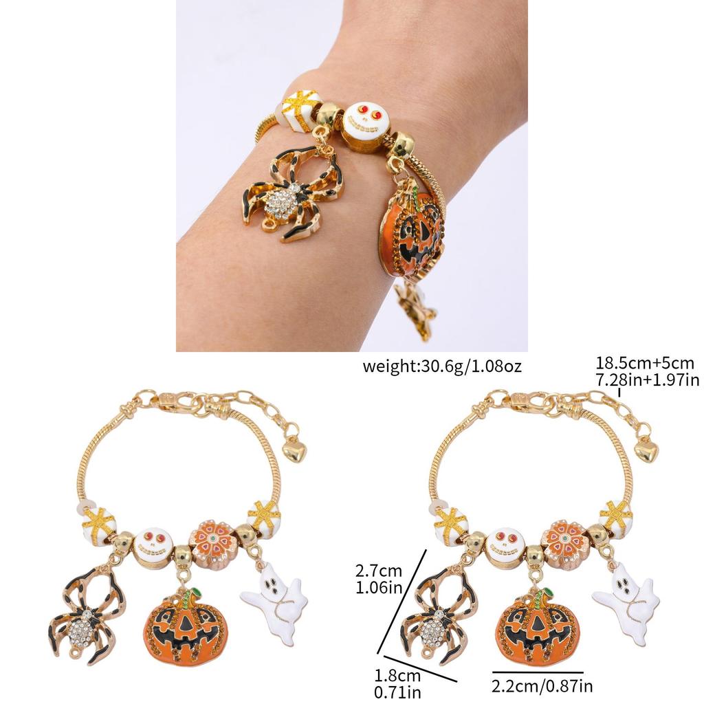 Halloween Pumpkin Charm Bracelet With Micro Inlay Zirconia For Unisex Costume Accessory