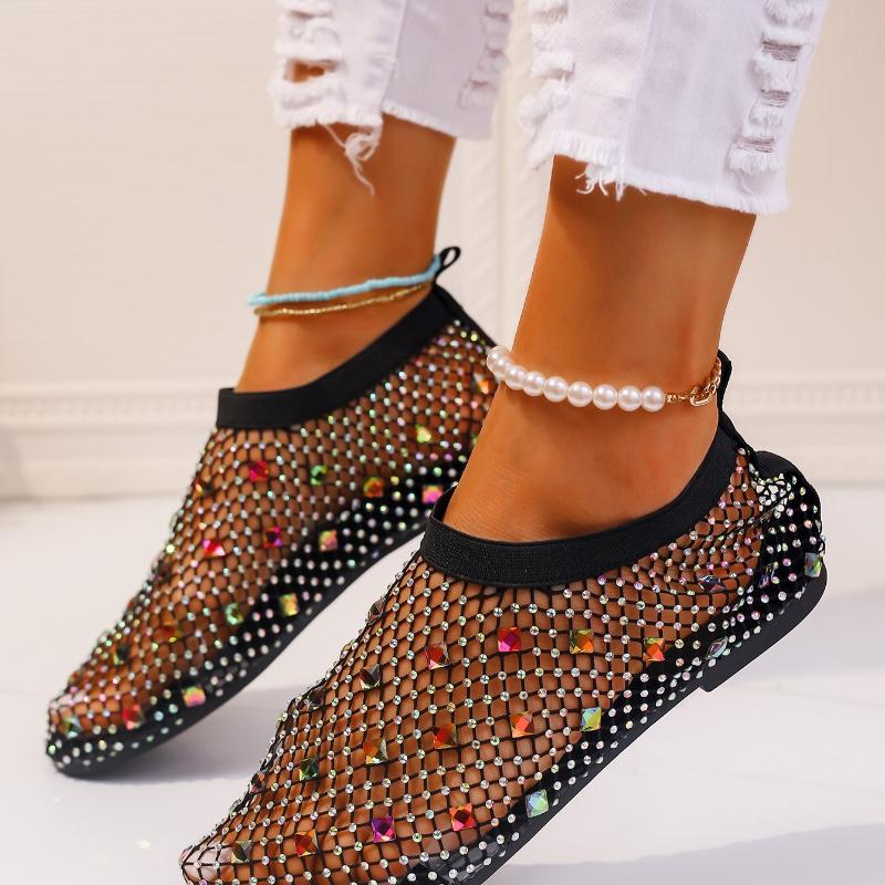 Modne Retro Damskie Buty na Miękkiej Podeszwie Lato Nowe Skarpety z Siatki Rybackiej Płaskie Buty Moda Proste Damskie Sandały Antypoślizgowe Buty na Plażę