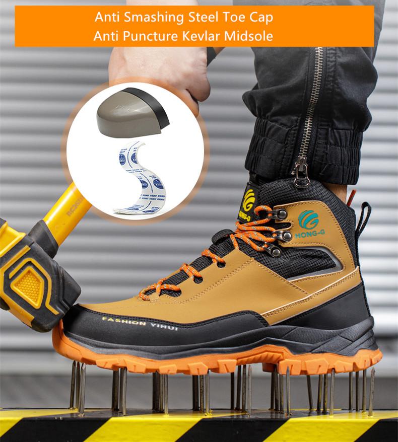 Indestructible Shoes for Men Work Boots Puncture Proof Safety Work Shoes for Men Anti-slip Labor Shoes Steel Toe Cap Sneakers