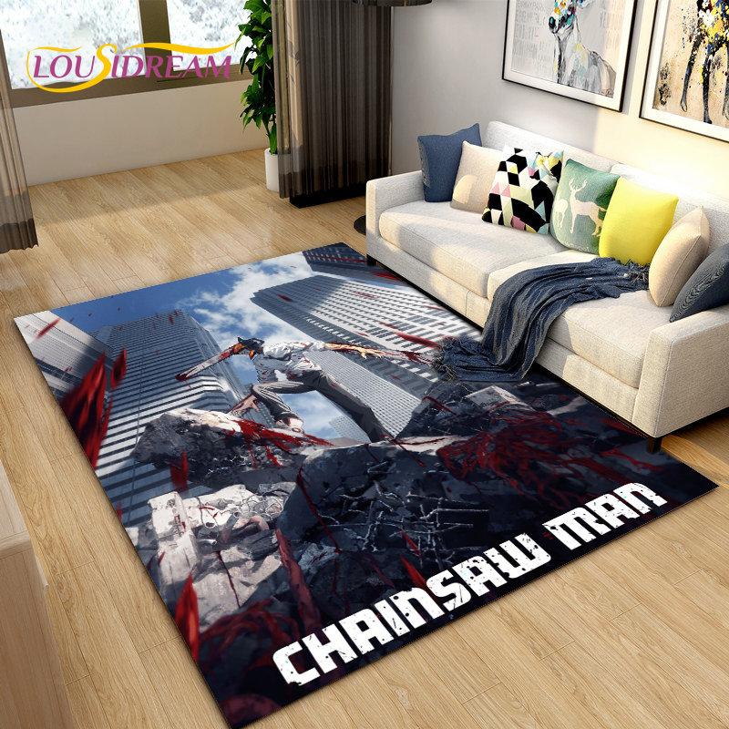 3D Anime Chainsaw Man Denji Cartoon Area Rug,Carpet Rug for Living Room Bedroom Sofa Doormat Decoration, Kids Non-slip Floor Mat