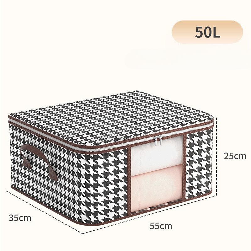 Visible Large Capacity Storage Box Portable Clothes Organizer with Handles Foldable Zipper Dustproof Blanket Container