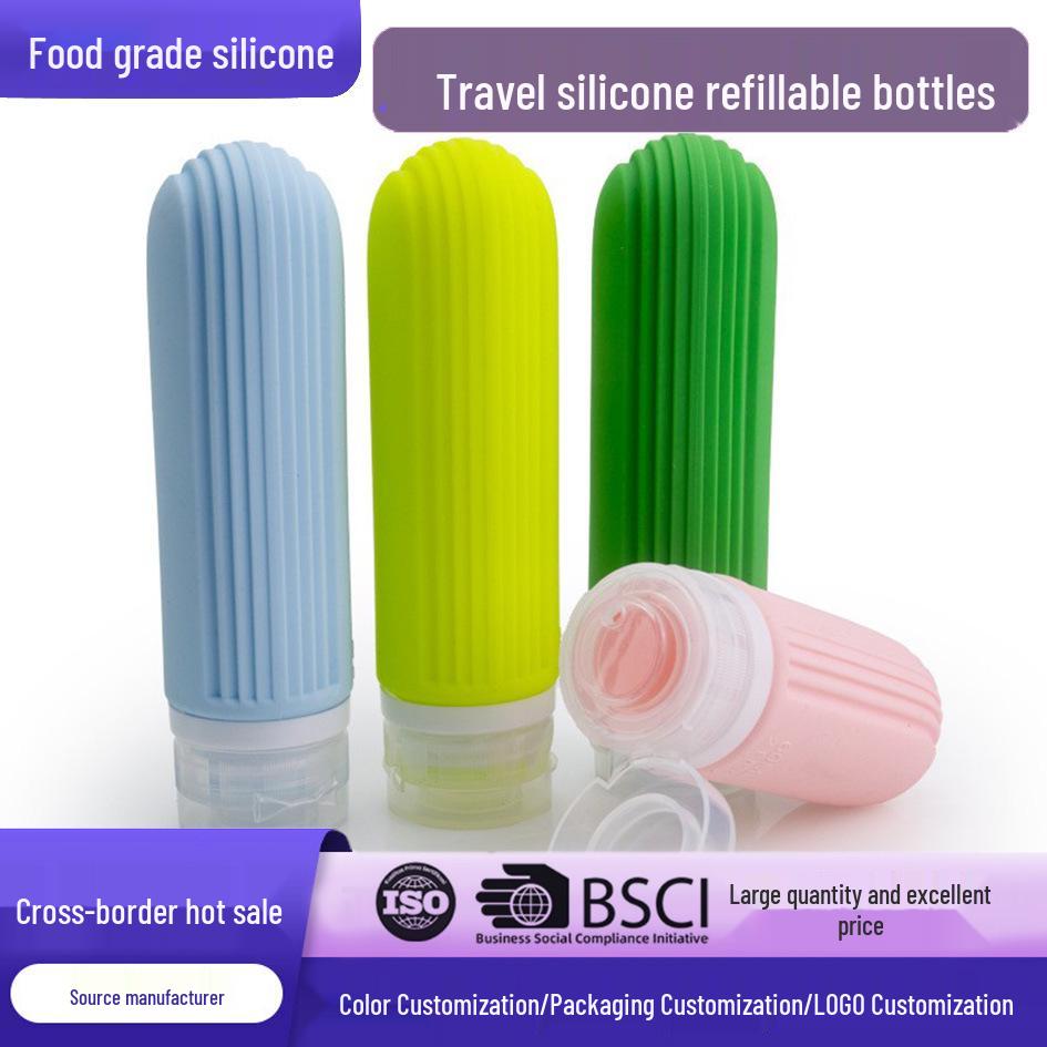 Travel-Friendly Refillable Silicone Lotion Bottle with Vertical Stripe Texture