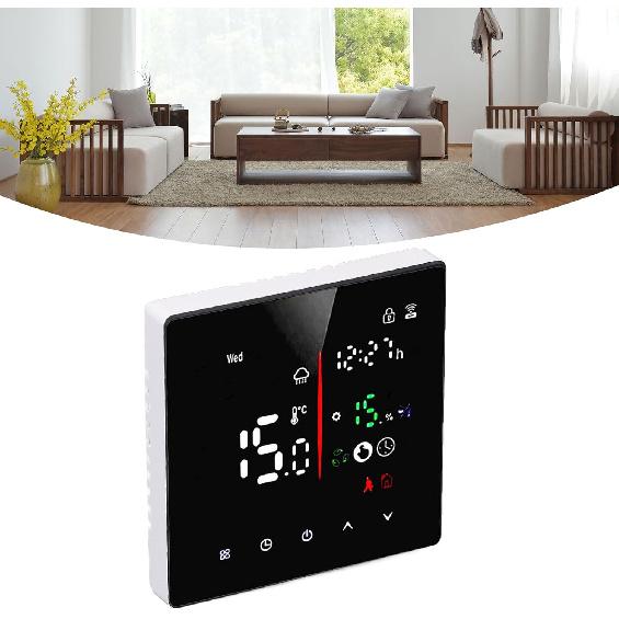 Smart Touchscreen Digital Thermostat, APP Control, 90‑240V LED Display 7 Day Programmable Control Smart Home Thermostat for TUYA AC, for Home,