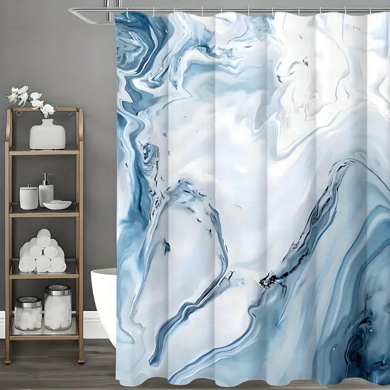 

Синяя мраморная шторка для душа, Современная шторка для душа из ткани омбре для роскошного декора ванной комнаты, Абстрактный шик, лето 90X180cm