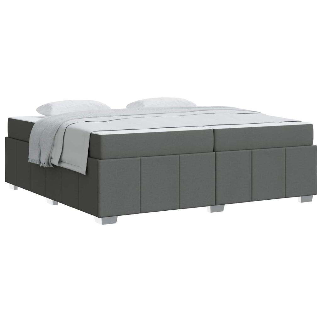 Box Spring Bed Frame with Mattress Dark Grey 200 x 200 cm Fabric