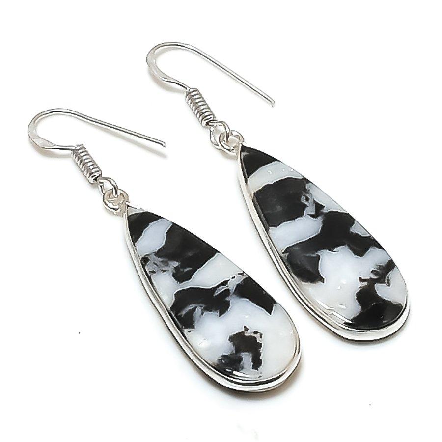 Natural Buffalo Jasper Gemstone Handmade 925 Sterling Silver Earring 2.05  AE-11592