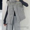 Korean-Style Women's Short Winter Warm Down Cotton Vest with Stand-Up Collar and Sleeveless Design
