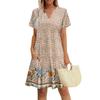 Women's Dress Casual V Neck Wedding Guest Dress Short Sleeve Fashion Beach Vacation Clothing