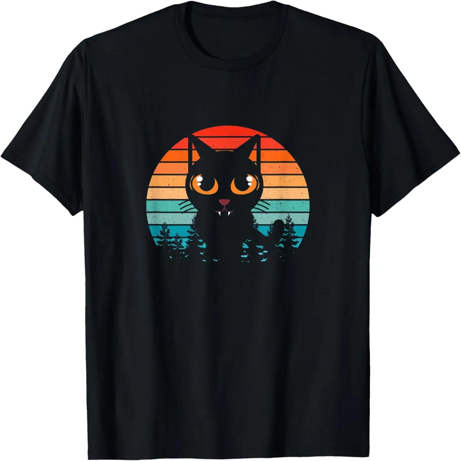 

Vintage Black Cat Lover Retro Sunset Style Design T-Shirt XXXXXL чёрный