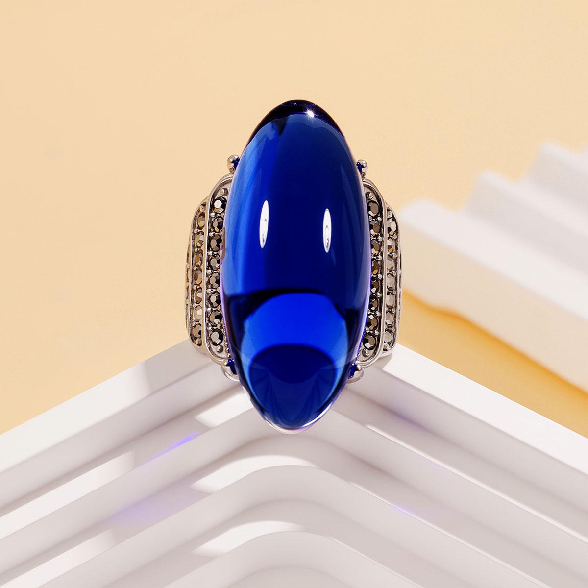 Retro Geometric Gemstone Ring: Luxury Diamond-Inlaid Stainless Steel