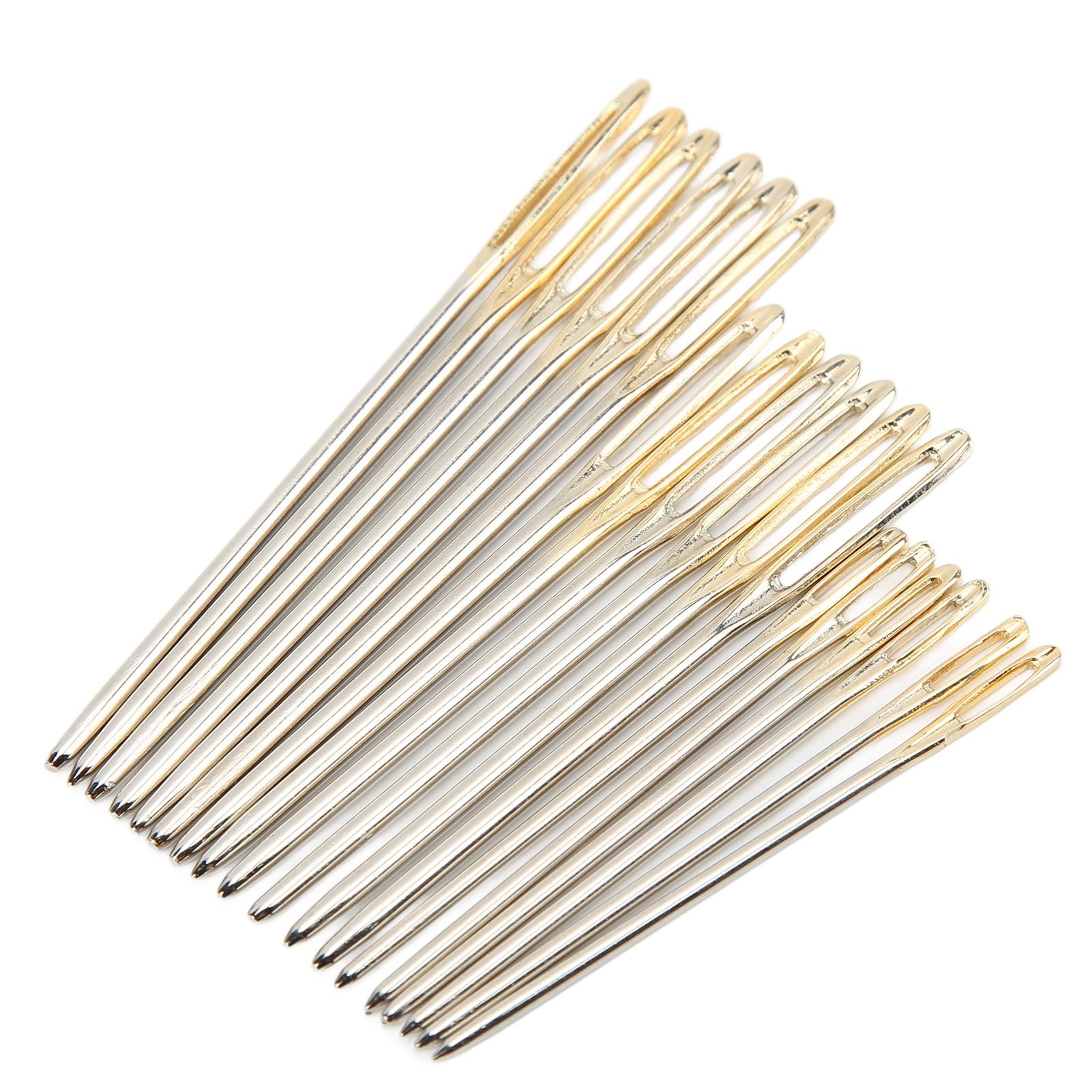

18 шт. швейных игл с большим ушком, золотистые, стабильные, простые в эксплуатации, бытовые принадлежности для ручного шитья