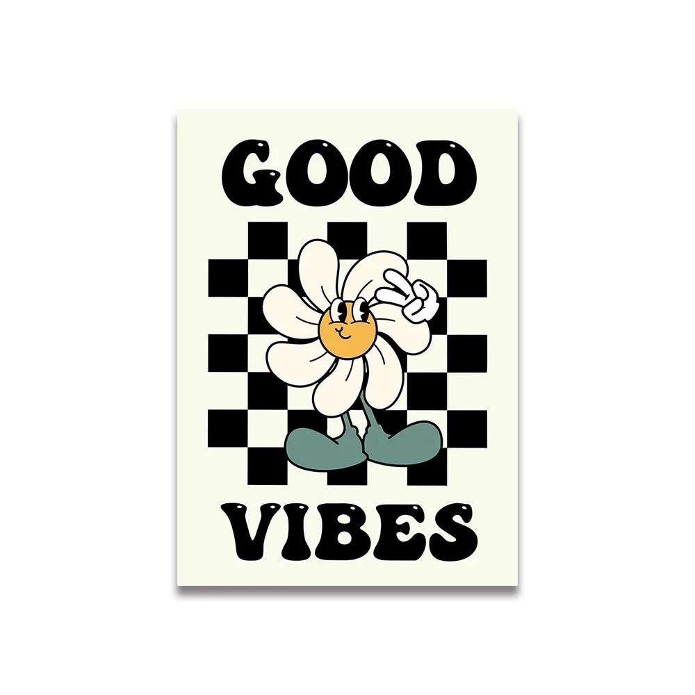 Vintage Pink Cartoon Print Canvas Posters Wall Art Poster Home Decor Canvas Print Painting  Living Room Bedroom Decor Unframed