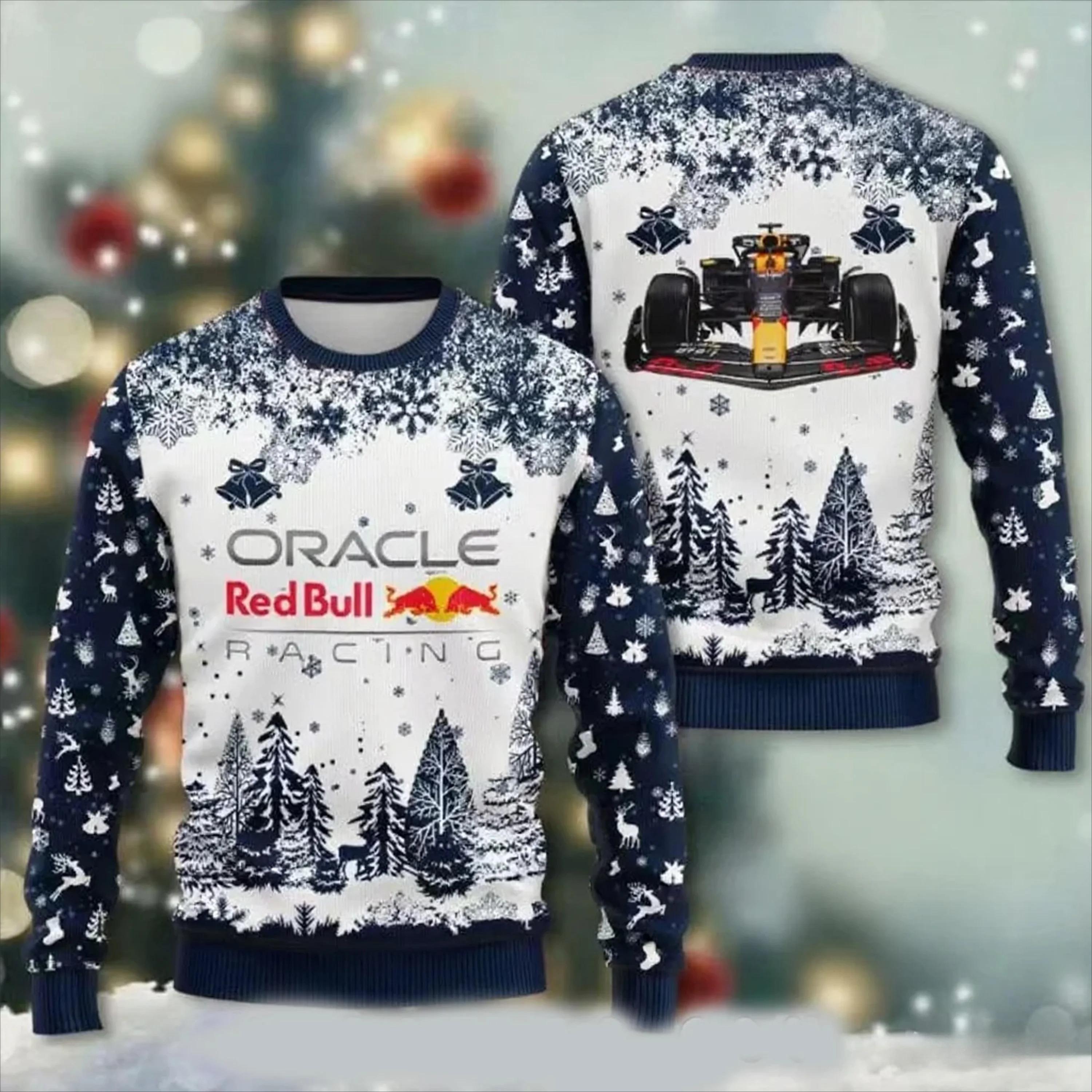 

Новый осенне-зимний рождественский повседневный модный пуловер Red Bull с круглым вырезом, свободный и удобный пуловер L золотой