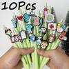 10Pcs Green Series Medical Pens, Quick-Dry Plastic Ballpoint Pens with Medium Tip, Suitable for Nurses and Healthcare Professionals, Retractable Closu