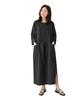 Dress for Long Relaxed Adult Maxi Relaxed Casual Midi Stylish Free [HABERRY] Linen-like Women, Dress, Figure-Flattering, Fit, Pockets, Three-Quarter