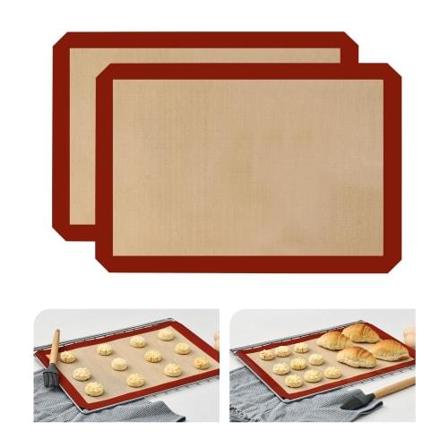 Silicone Cooking Mats, Parchment Sheets, Baking Mats, Protective Mats for Baking, Heat-Resistant, Non-Slip, Set of 3 (Beige, 2 Mats)