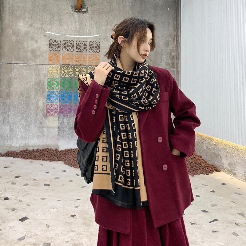 

Новый ретро-модный искусственный кашемировый шарф для женщин зимой, утолщенный и теплый для шеи, шаль двойного назначения снаружи 65*185CM