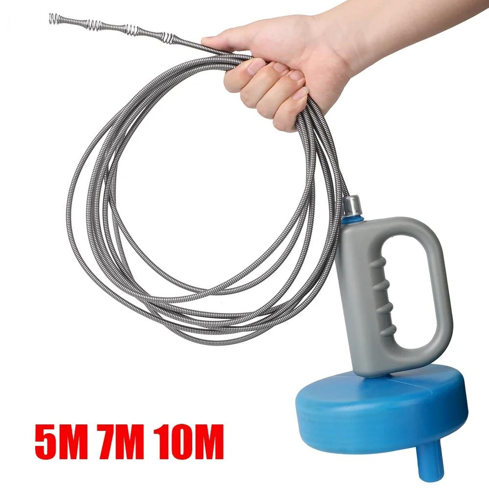 Toilet Sink Drain Unblocker - 5/7/10M Handheld Extendable Sewer Pipe Dredge, Bathroom & Kitchen Cleaning Tool