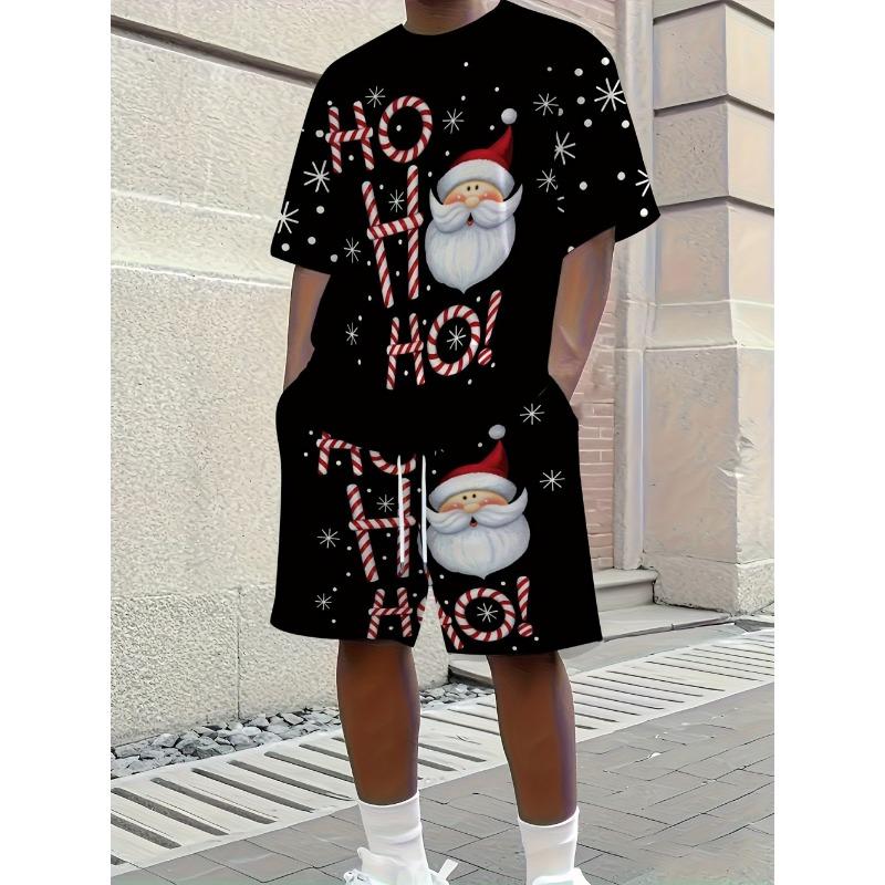 American Summer Men's Santa Claus Printed Comfortable Breathable Round