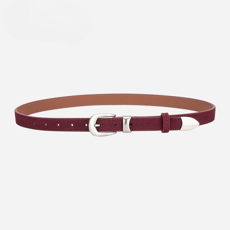 Fashion Belt Women's Korean Style Matte Reverse Velvet Versatile Jeans Decoration Personalized Retro Fashionable Genuine Leather Belt for Women