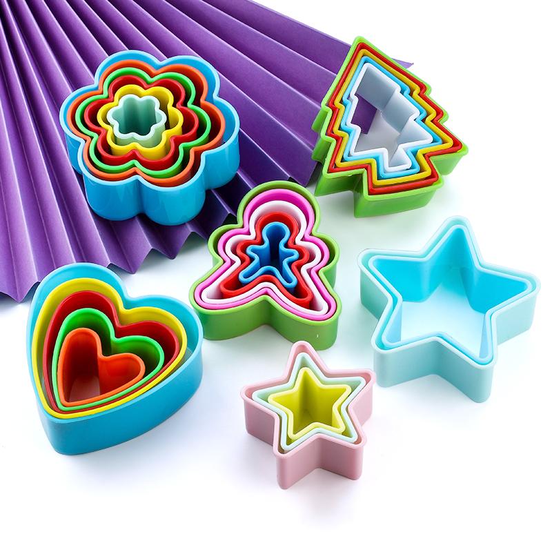 FAIS DU Sandwich Cutters for Children Kids Christmas Tree Heart Star Shapes Cutters Fruit Vegetable Bread Toast Food Cookie Mold